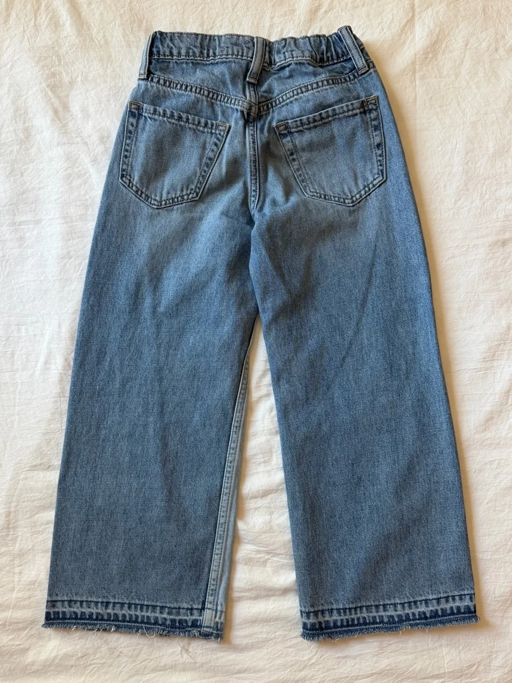 GapKids Girls Low Stride Wide Leg Jeans Size 6 Raw Hem